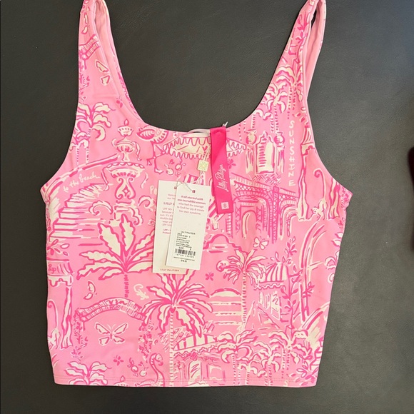 Lilly Pulitzer Pink Patterned workout set (bike shorts & tank) - Picture 2 of 3